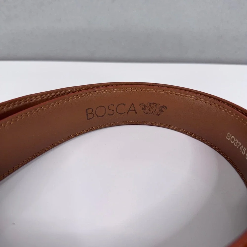 Bosca Leather Belt Mens 36 Brown Classic Dress Professional